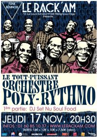 Concert funk avec l'Orchestre Poly-Rythmo de Cotonou au Rack'am. Le jeudi 17 novembre 2016 à Brétigny-sur-Orge. Essonne.  20H30